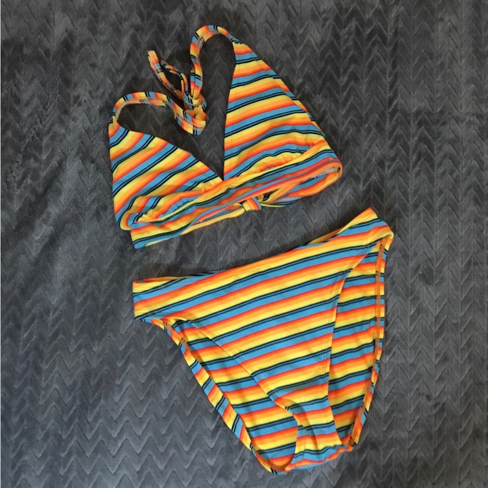Catalina Rainbow Stripe Bikini Top and Bottom Medium